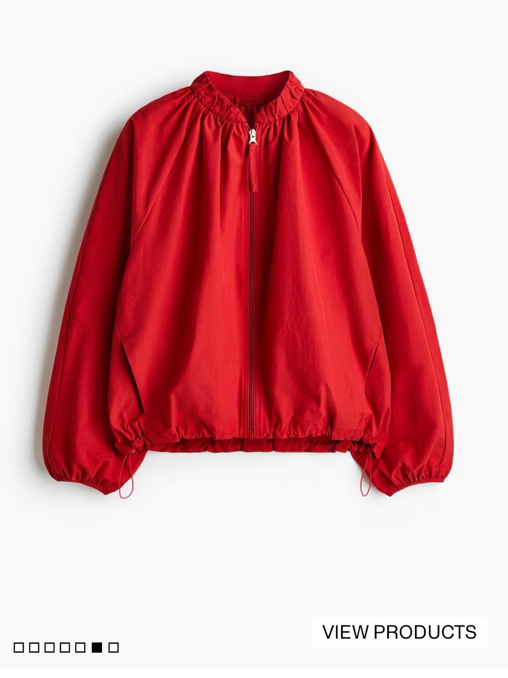 H&M Red Women's Bomber Jacket with Gathered Neck